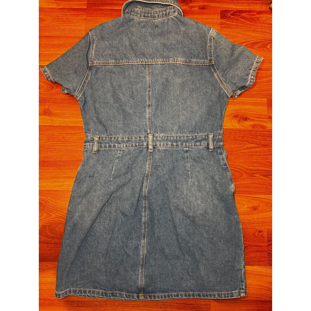 Forever21 Blue Denim Button Up Short Sleeve Mini Dress - Picture 2 of 5